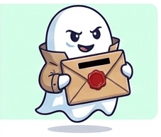 The ghost handing over a wax-sealed envelope of credentials